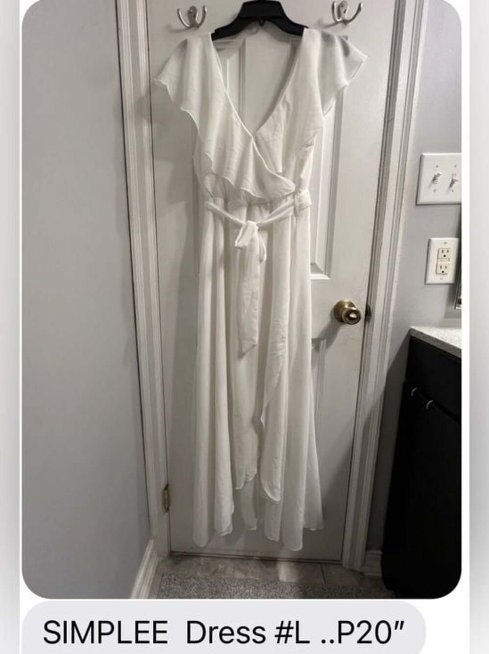Simplee Apparel White Ruffle Wrap Maxi Dress - Picture 4 of 5